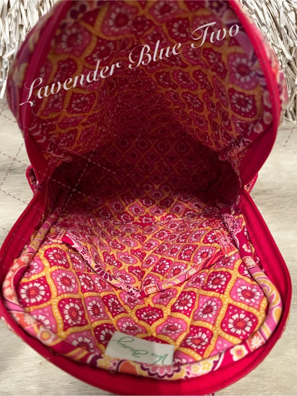 VERA BRADLEY Raspberry Fizz 2008 Zip Front Mini Backpack USA Zip Close Red Pink